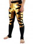 Cheap Black Lycra Spandex Wrestling Bottom with Golden Shiny Met - Click Image to Close