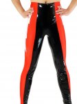 Cheap Black & Red Shiny Metallic Wrestling Bottom - Click Image to Close
