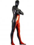 Cheap Full Body Shiny Metallic Black with Red Unisex Zentai Suit - Click Image to Close