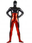 Cheap Full Body Shiny Metallic Black with Red Unisex Zentai Suit - Click Image to Close