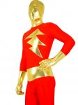 Cheap Flash Man Spandex Zentai Suit with Yellow Metallic Pattern - Click Image to Close
