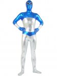 Cheap Blue & Silver Shiny Metallic Unisex Zentai Suit - Click Image to Close