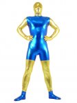 Cheap Blue & Gold Shiny Metallic Unisex Zentai Suit - Click Image to Close