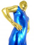 Cheap Blue & Gold Shiny Metallic Unisex Zentai Suit - Click Image to Close
