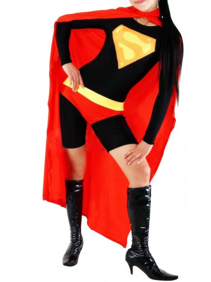 Cheap Lycra Spandex Half Length Supergirl With Red Cape - Click Image to Close