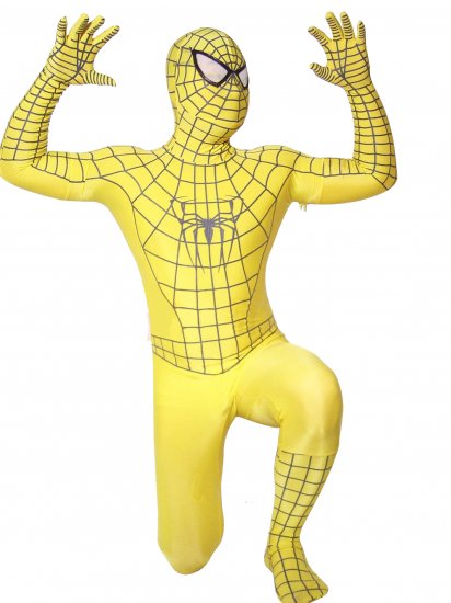 Cheap Yellow Lycra Spandex Unisex Spiderman Costume Suit Outfit - Click Image to Close