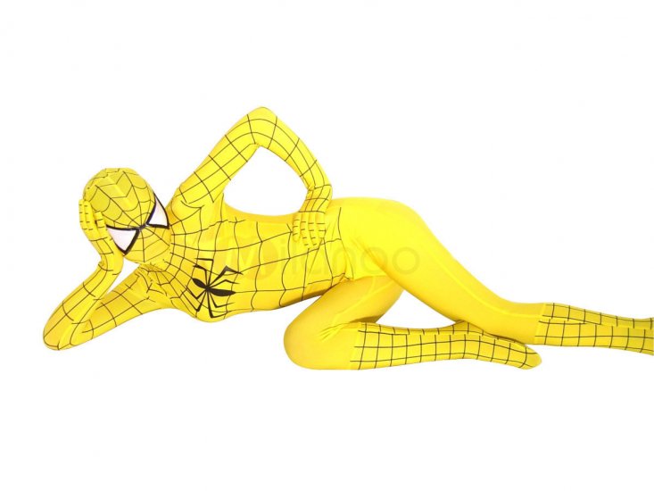 Cheap Yellow Lycra Spandex Unisex Spiderman Costume Suit Outfit - Click Image to Close