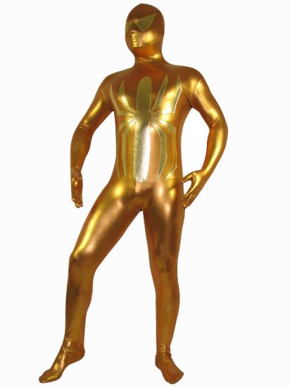 Cheap Golden Shiny Metallic Unisex Spiderman Zentai Costume - Click Image to Close