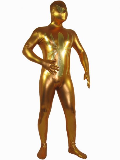 Cheap Golden Shiny Metallic Unisex Spiderman Zentai Costume - Click Image to Close