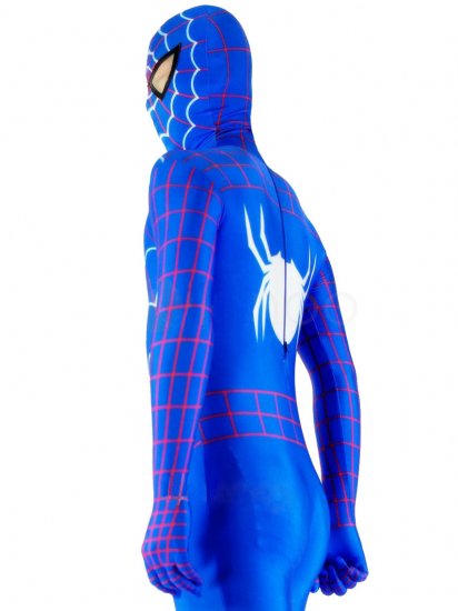 Cheap Lycra Spandex Blue Spiderman Costume Zentai outfit with Re - Click Image to Close
