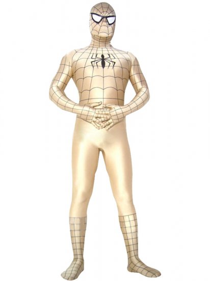 Cheap Golden Lycra Spandex Unisex Spiderman Costume Suit Outfit - Click Image to Close