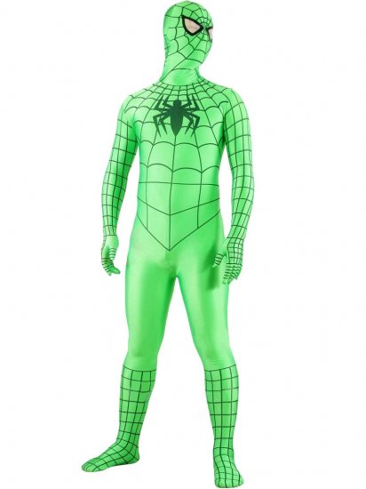 Cheap Lycra Spandex Light Green Spiderman Costume Zentai Outfit - Click Image to Close