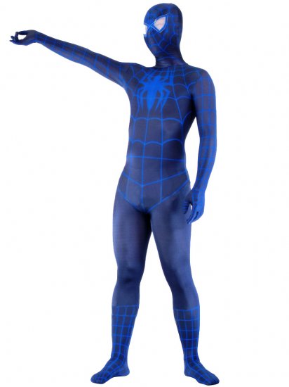 Cheap Lycra Spandex Deep Blue Spiderman Costume Suit Outfit Zent - Click Image to Close