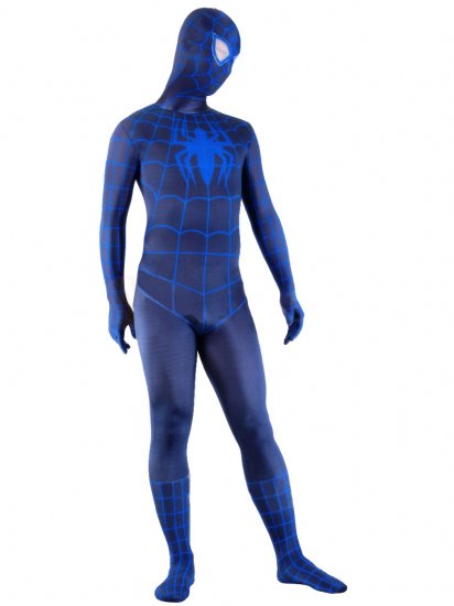 Cheap Lycra Spandex Deep Blue Spiderman Costume Suit Outfit Zent - Click Image to Close