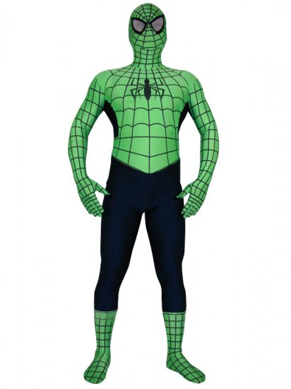 Cheap Green Lycra Spandex Spiderman Zentai Costume With Black St - Click Image to Close