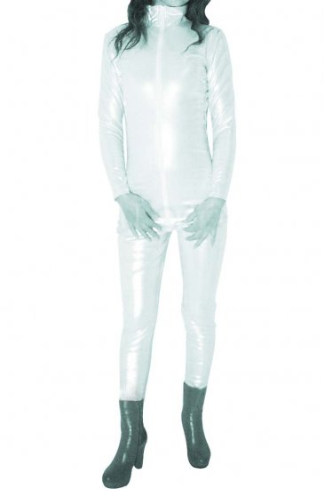Cheap Cream White Shiny PVC Catsuit - Click Image to Close