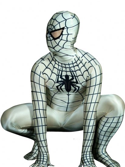 Cheap Black Stripe Lycra Spandex Flesh Spiderman Costume Zentai - Click Image to Close