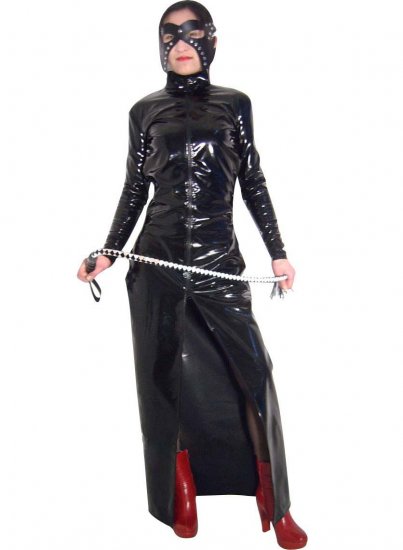 Cheap Front Open Sexy Shiny PVC Catsuit Plus Whip and Mask - Click Image to Close